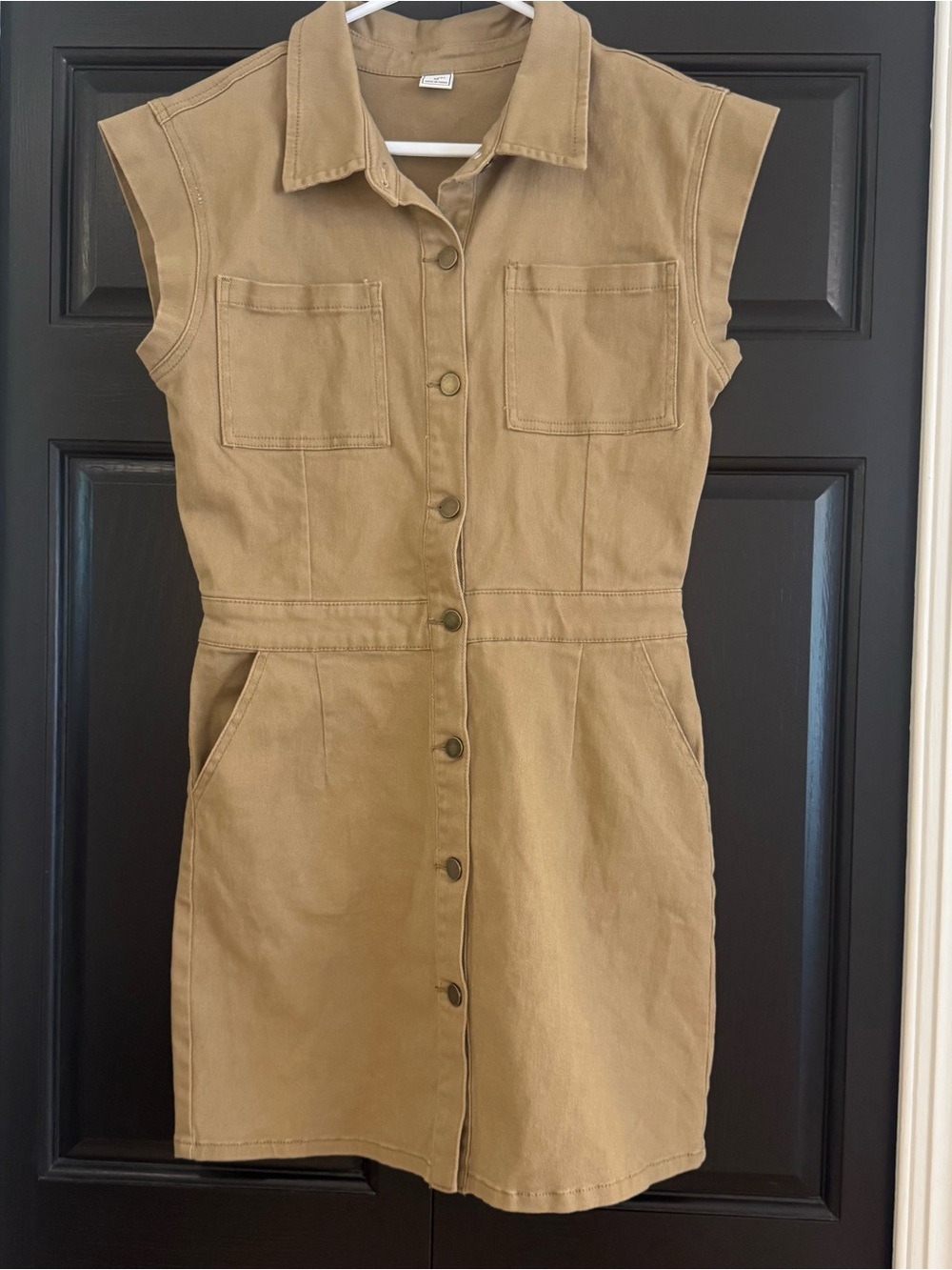Tinsel Khaki Tan Button up Denim Dress Size Medium Y2K